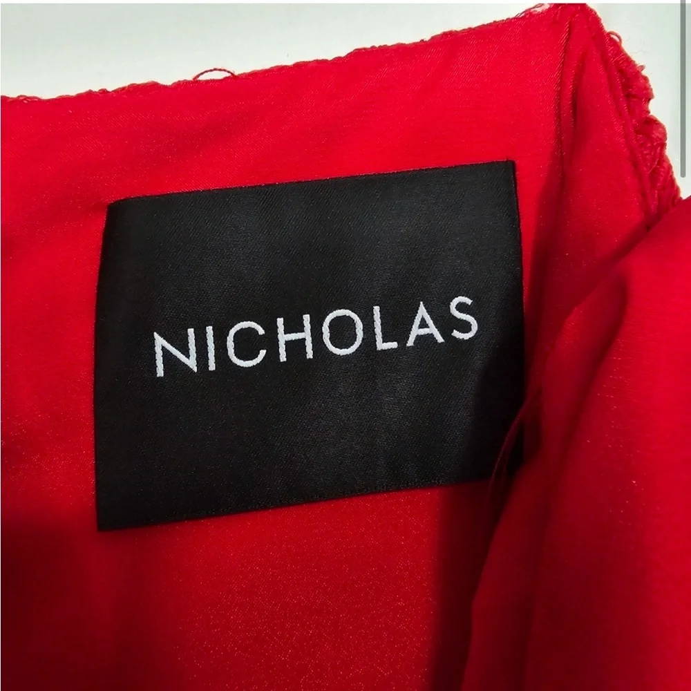 Nicholas Red Roleau Ball Pleated Lace Dress Small - Picture 7 of 10